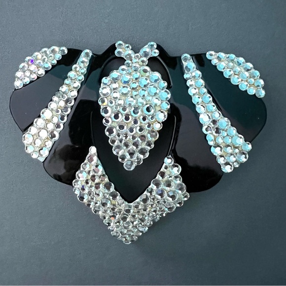James Arpad Swarovski Crystal Large Black Butterfly Brooch Vintage 1980s - Picture 2 of 6